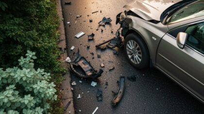 Czołowe zderzenie jeepa z bmw w Polkowicach: kierowca trafił do szpitala po groźnym wypadku